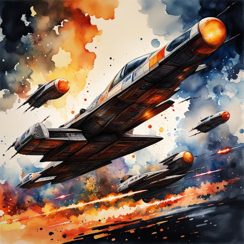 Sci-Fi Pod Racer in Watercolor Style