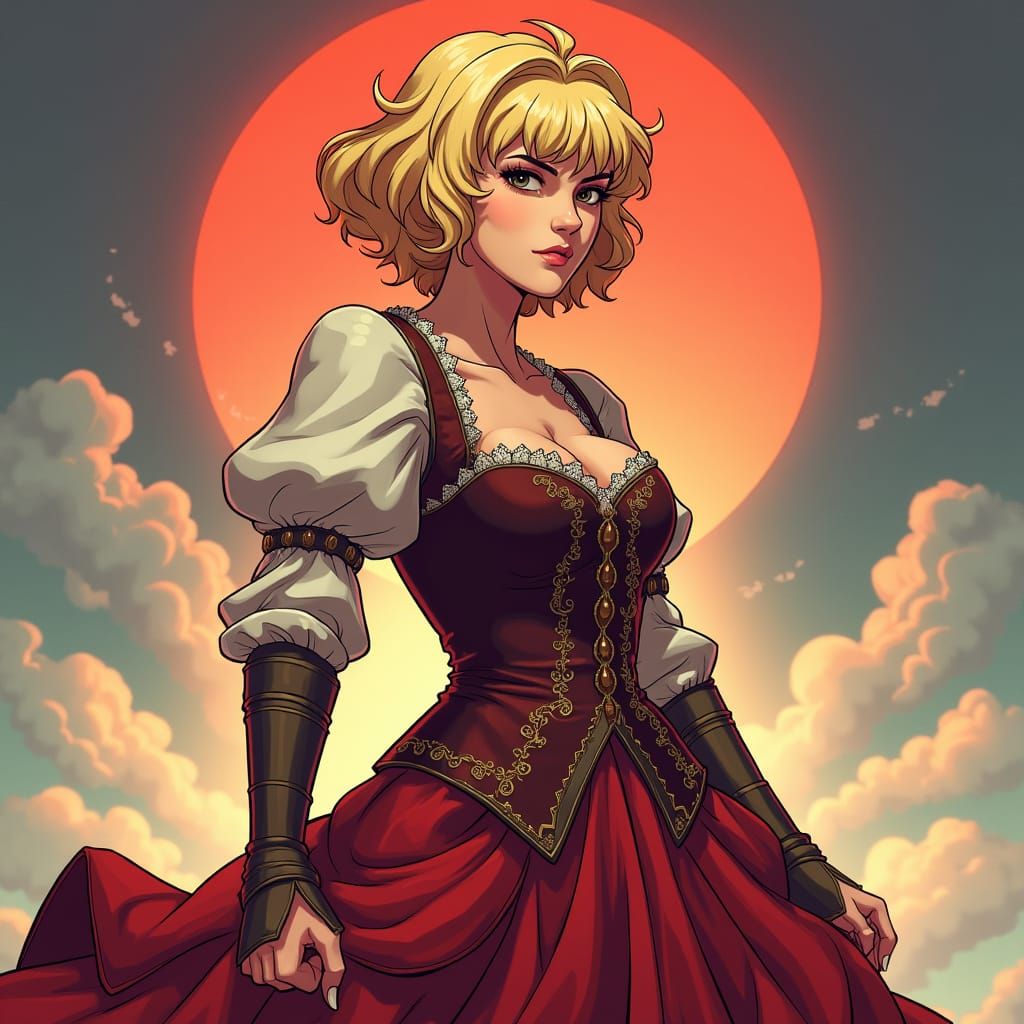Woman in Medieval Dress, Studio Trigger Anime Style