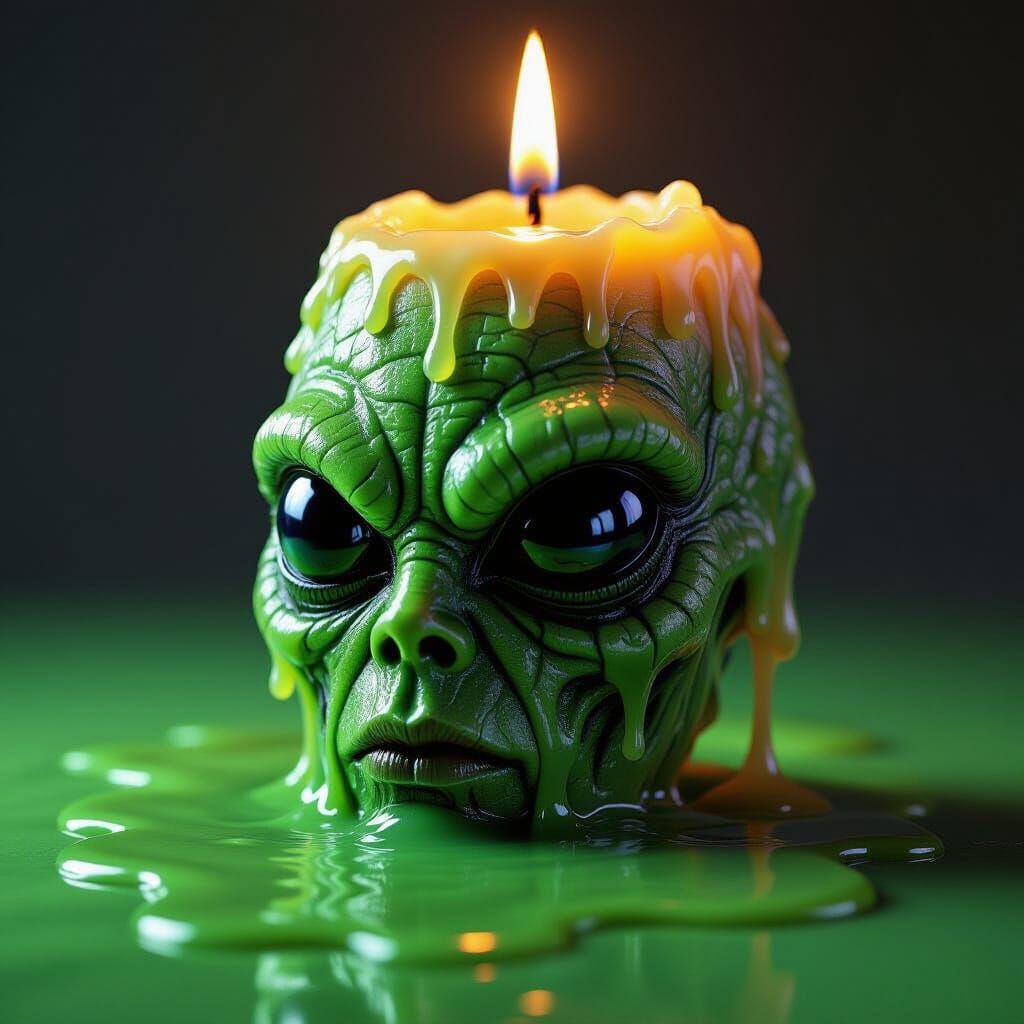 Surreal Melting Alien Mask in Hyper Detail