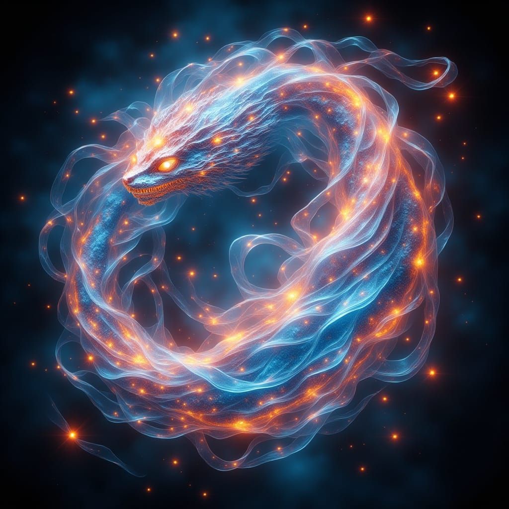 Ethereal Serpent of Light in Luminous Gradients