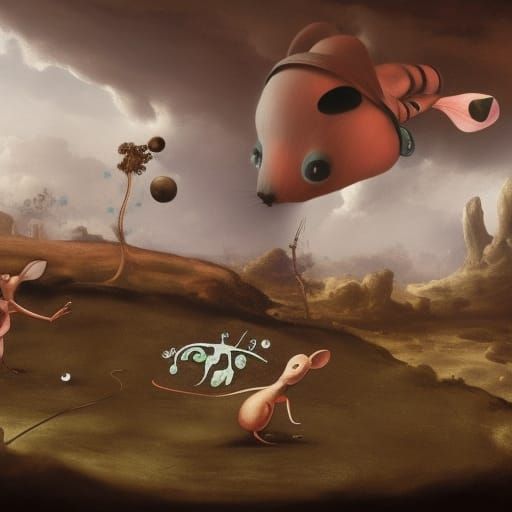 Alien Mice Play Baseball in Post-Apocalyptic Style