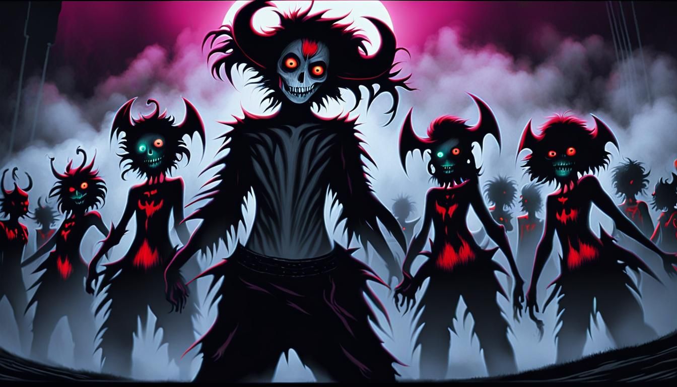 The Devil's Heavy Metal Concert in Dark Fantasy Style