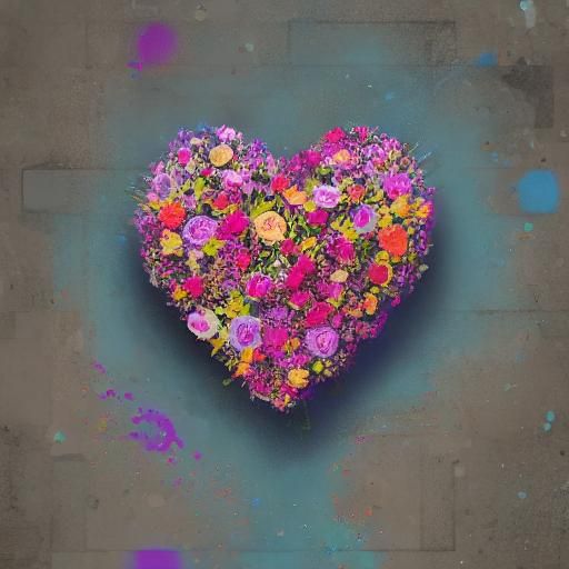 Polychromatic Floral Heart Wreath Street Art