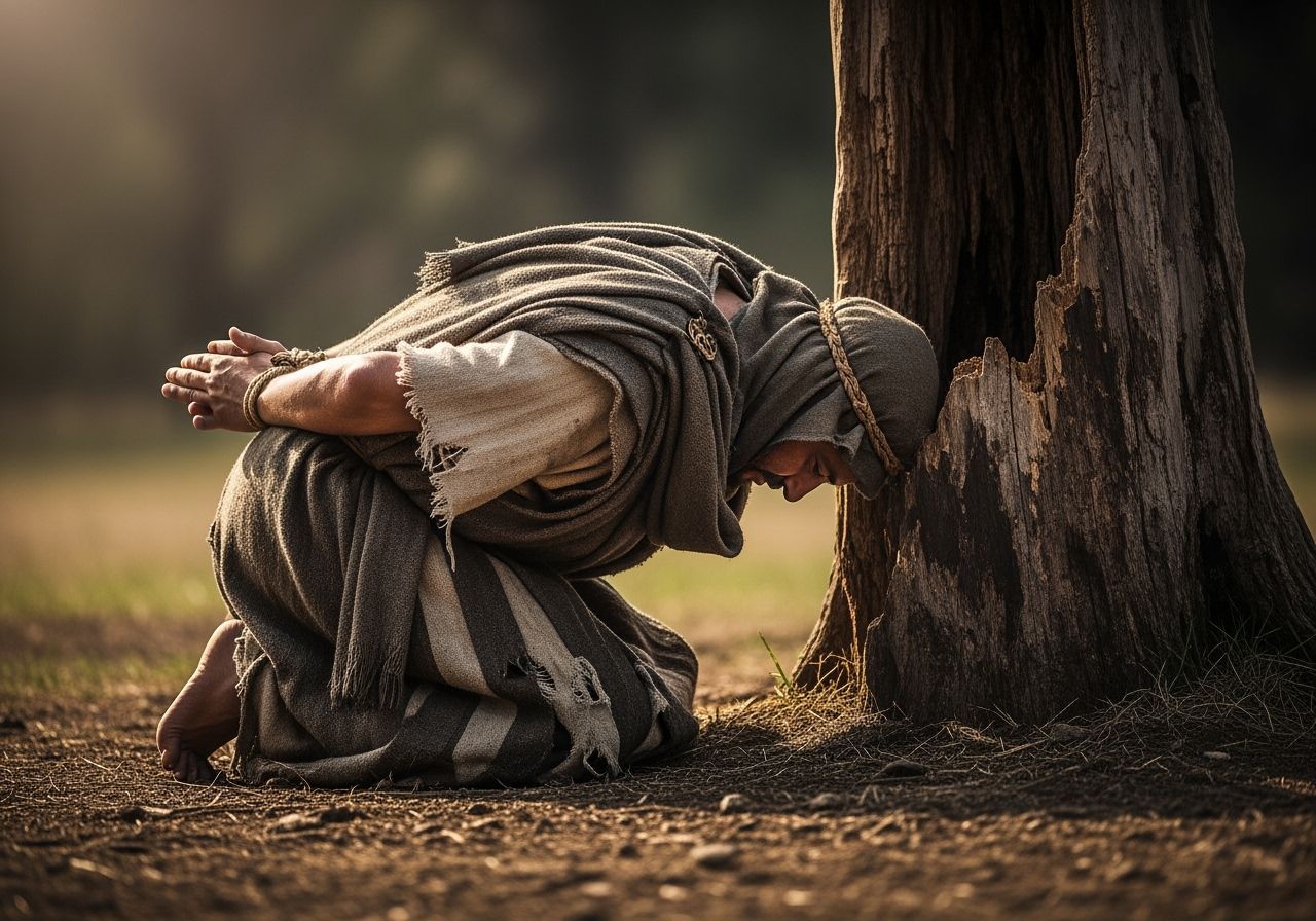 Bound Peasant Bowing in Warm Light