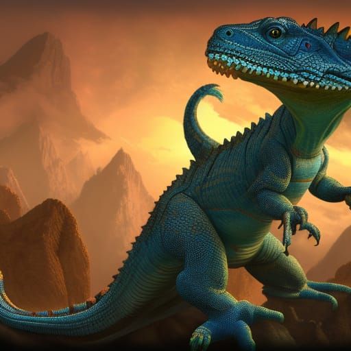 Giant Lizard in Detailed Matte Painting