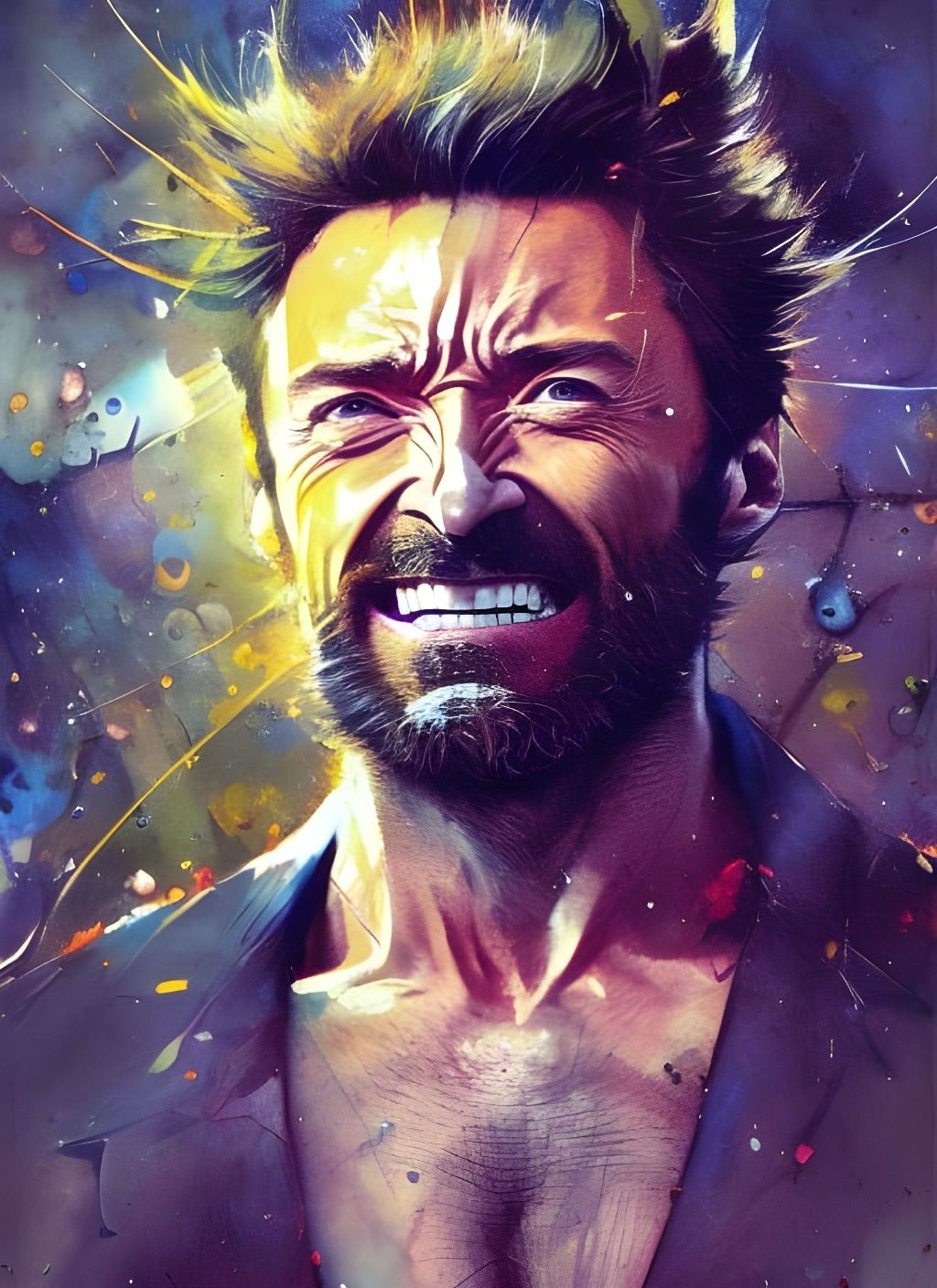 Wolverine Crayon Caricature in Hyperrealistic Style