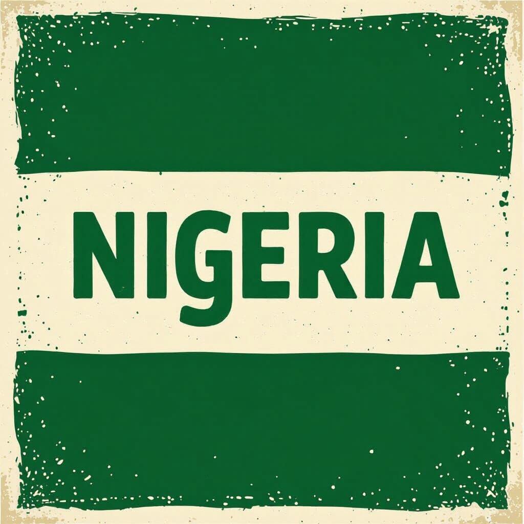 Vibrant Nigeria Flag Design with Modern Typography
