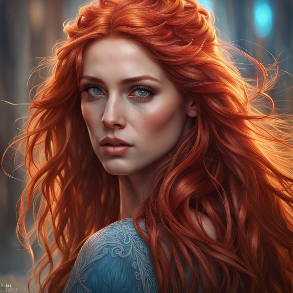 Fiery Beauty Portrait in Hyperrealism Style