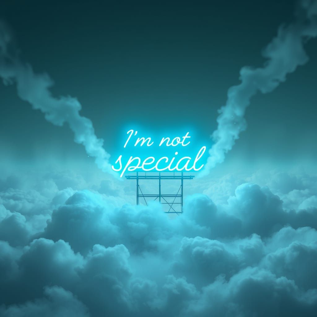 Futuristic Neon Sign Defies Melancholy in Cyberpunk Sky