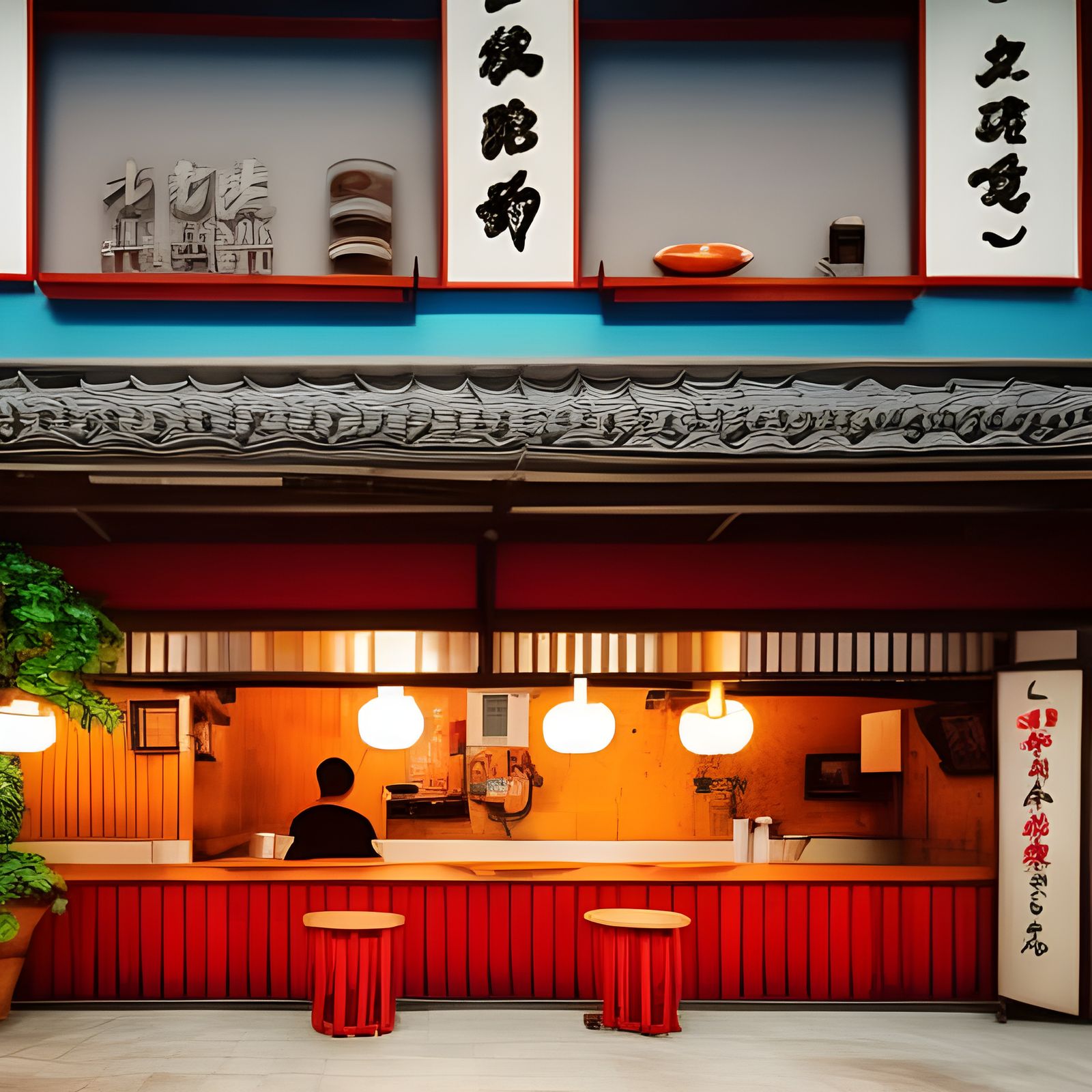 Authentic Ramen Restaurant with Vibrant Asian Atmosphere