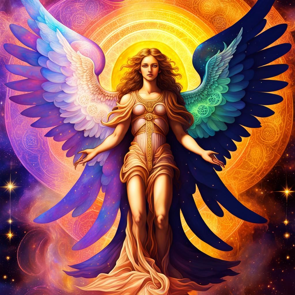 Astral Archangels: Holographic Cosmic Mixed Media Illustrati...