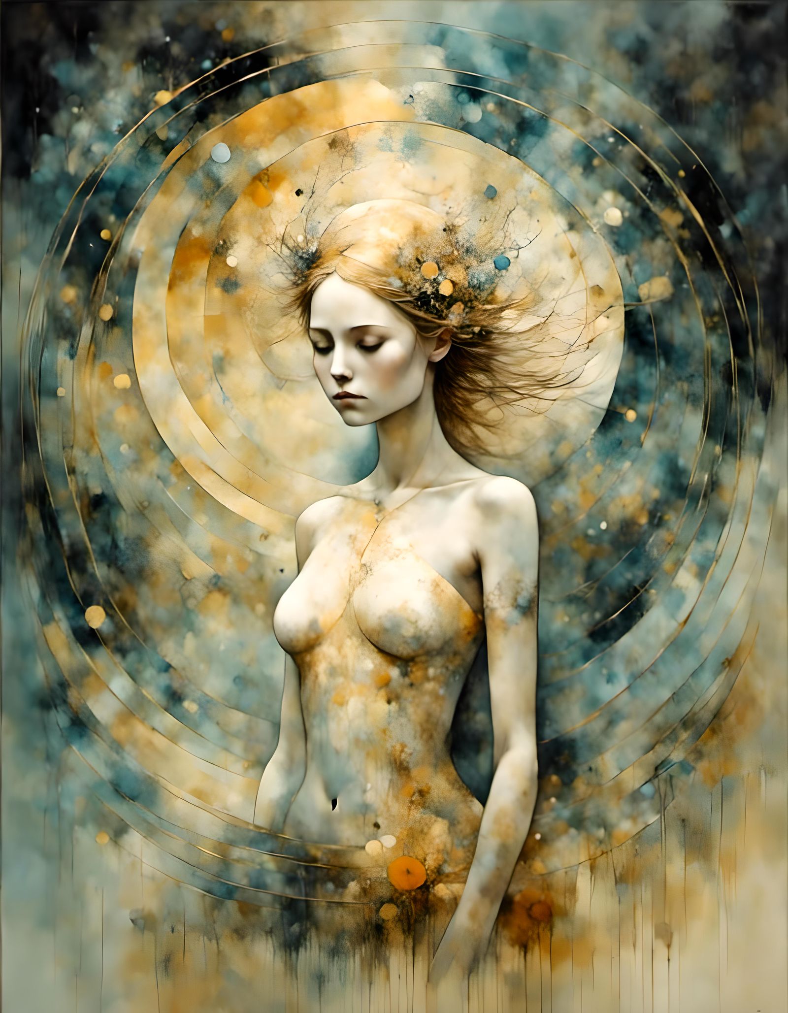 Ethereal Goddess Radiating Golden Light