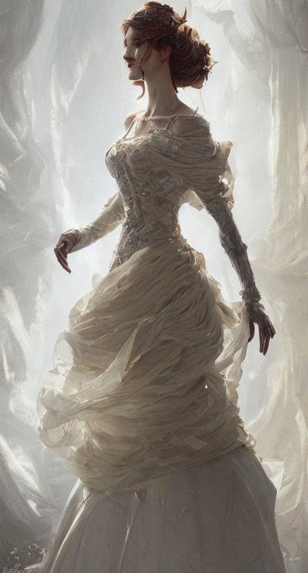 Bride in Wedding Gown: Art Nouveau Rococo Architecture