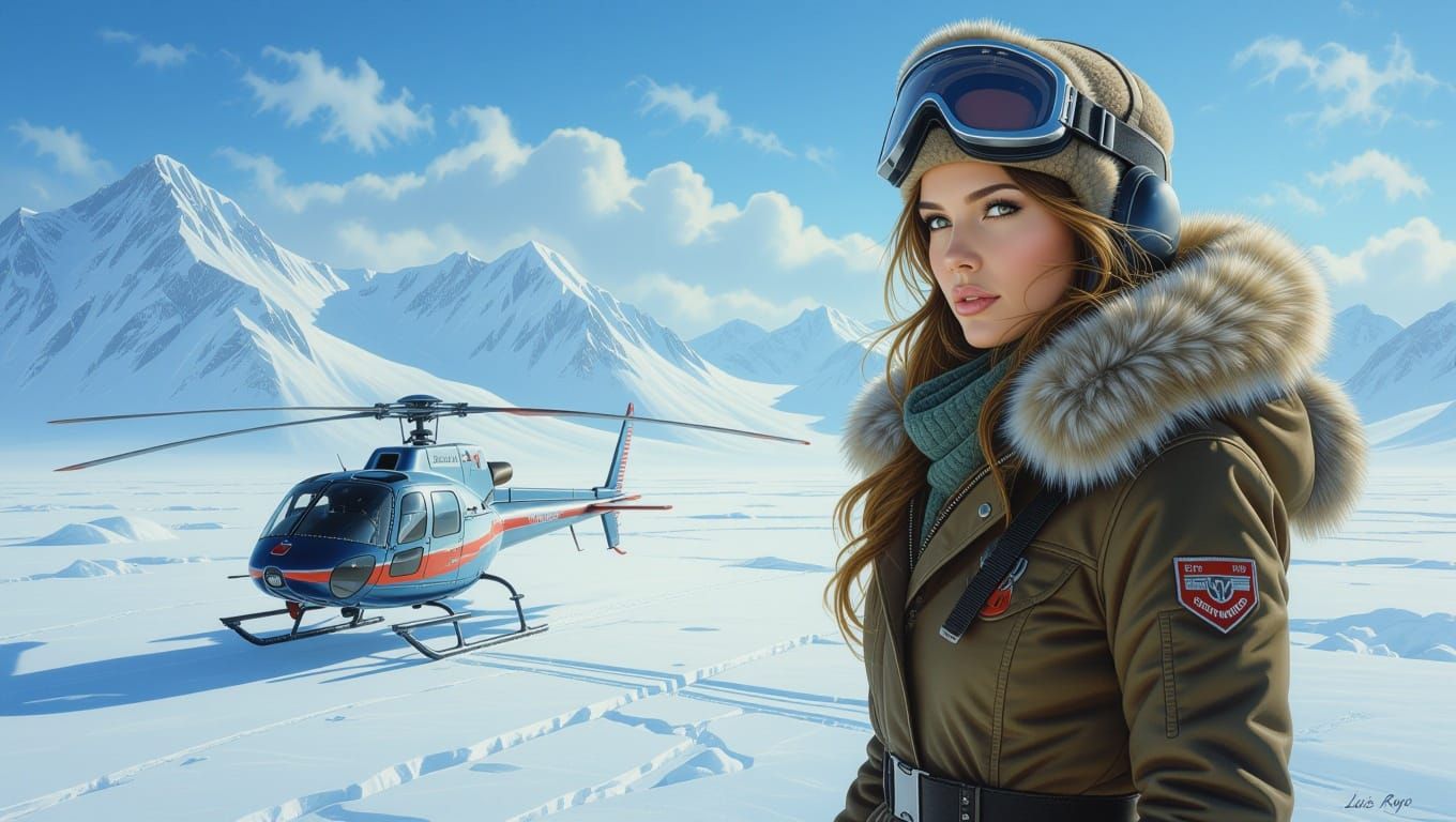 Hyper-Realistic Arctic Explorer in Snowy Wilderness