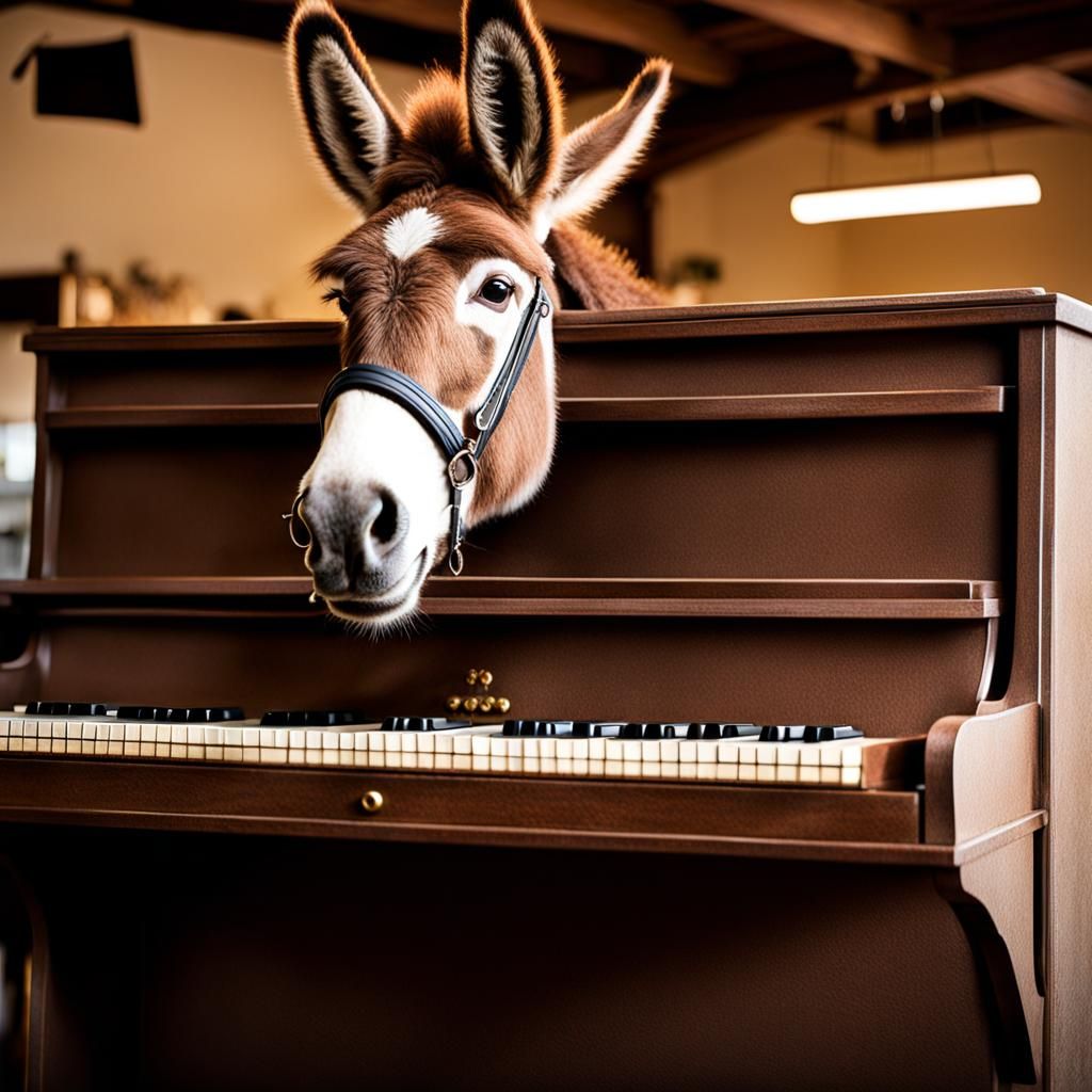 Donkey with Braces Plays Piano