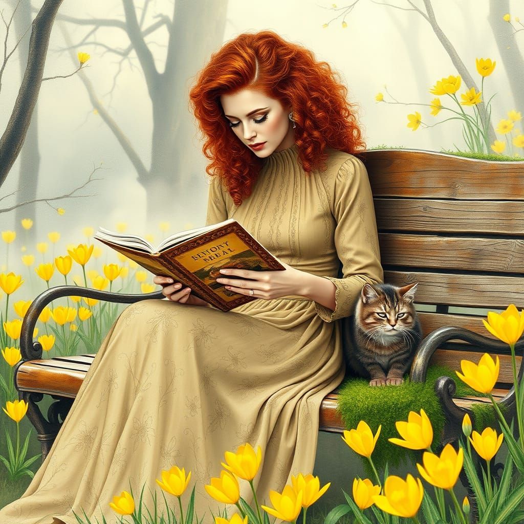 Ethereal Garden Scene in Whimsical Realism Style