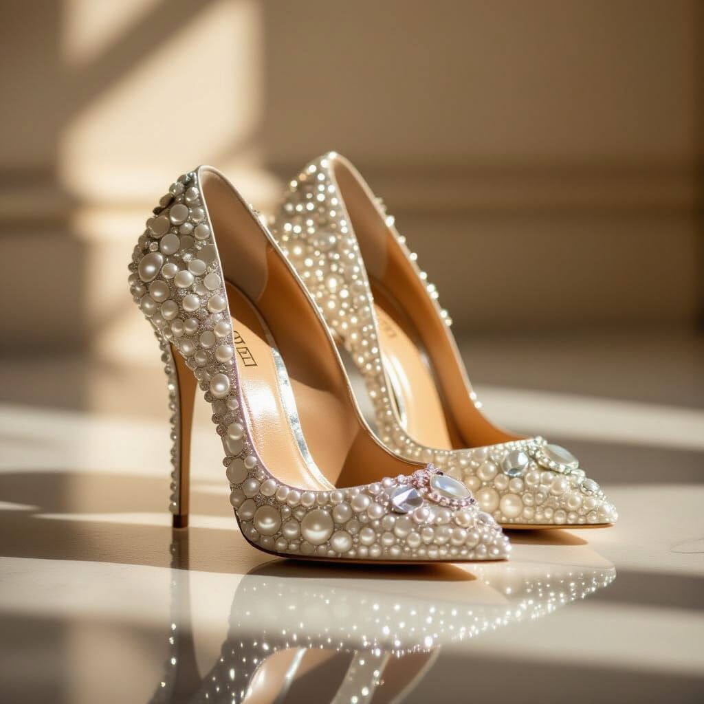 Bridal Stilettos in Heroic Pose with Dramatic Lighting