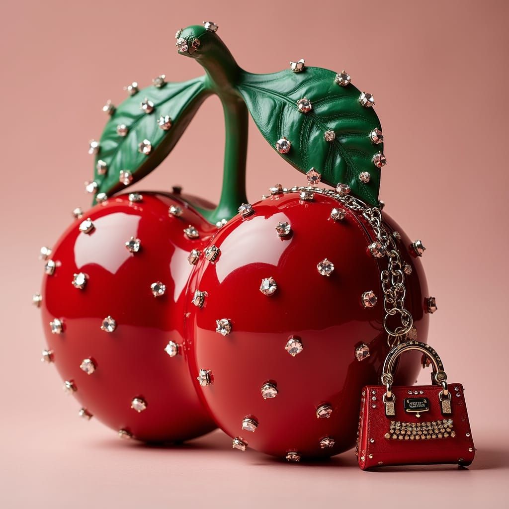 Diamond Cherry Purse in Surrealist Style