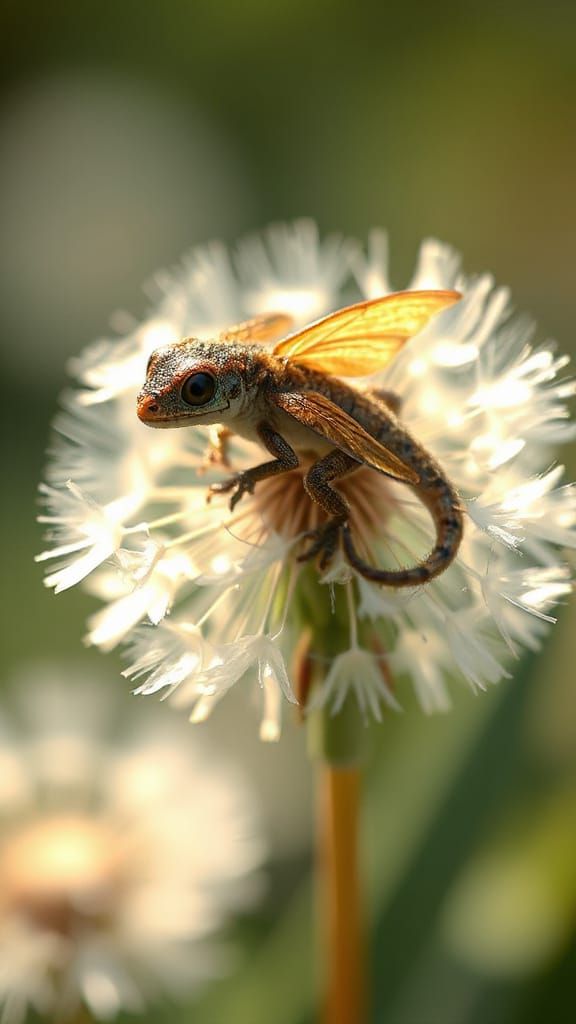 Mini Dragon on Dandelion Seed Head