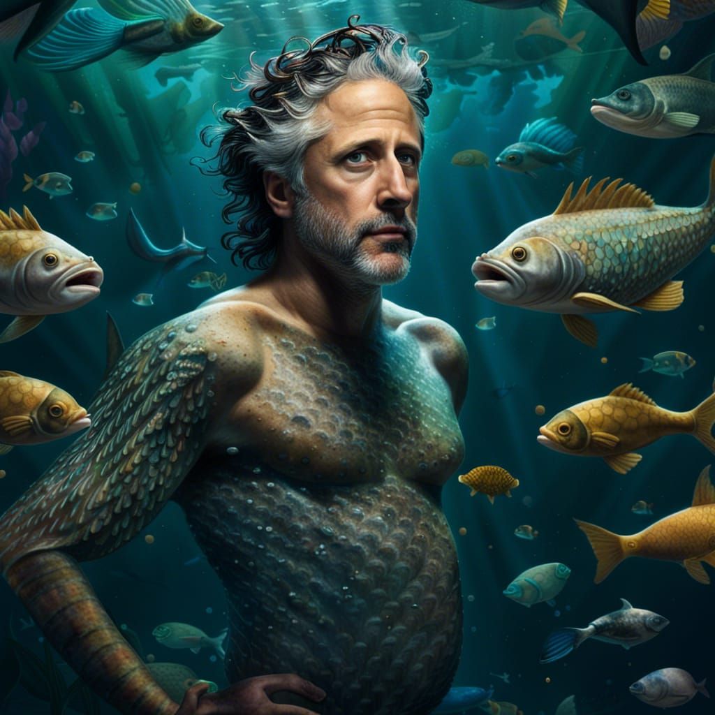 Jon Stewart as a Merman in Cinematic Underwater Portrait