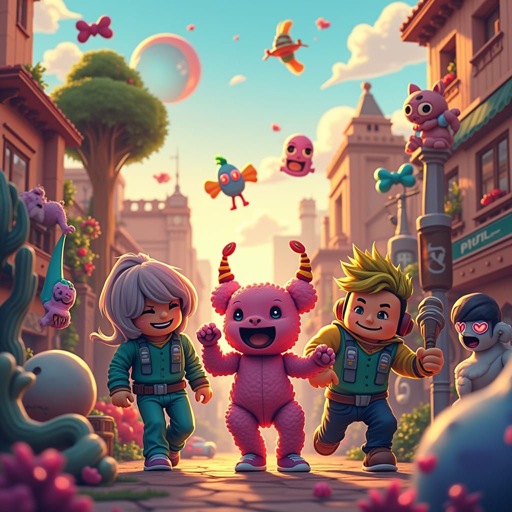Gaming Icons Unite in Whimsical Wonderland