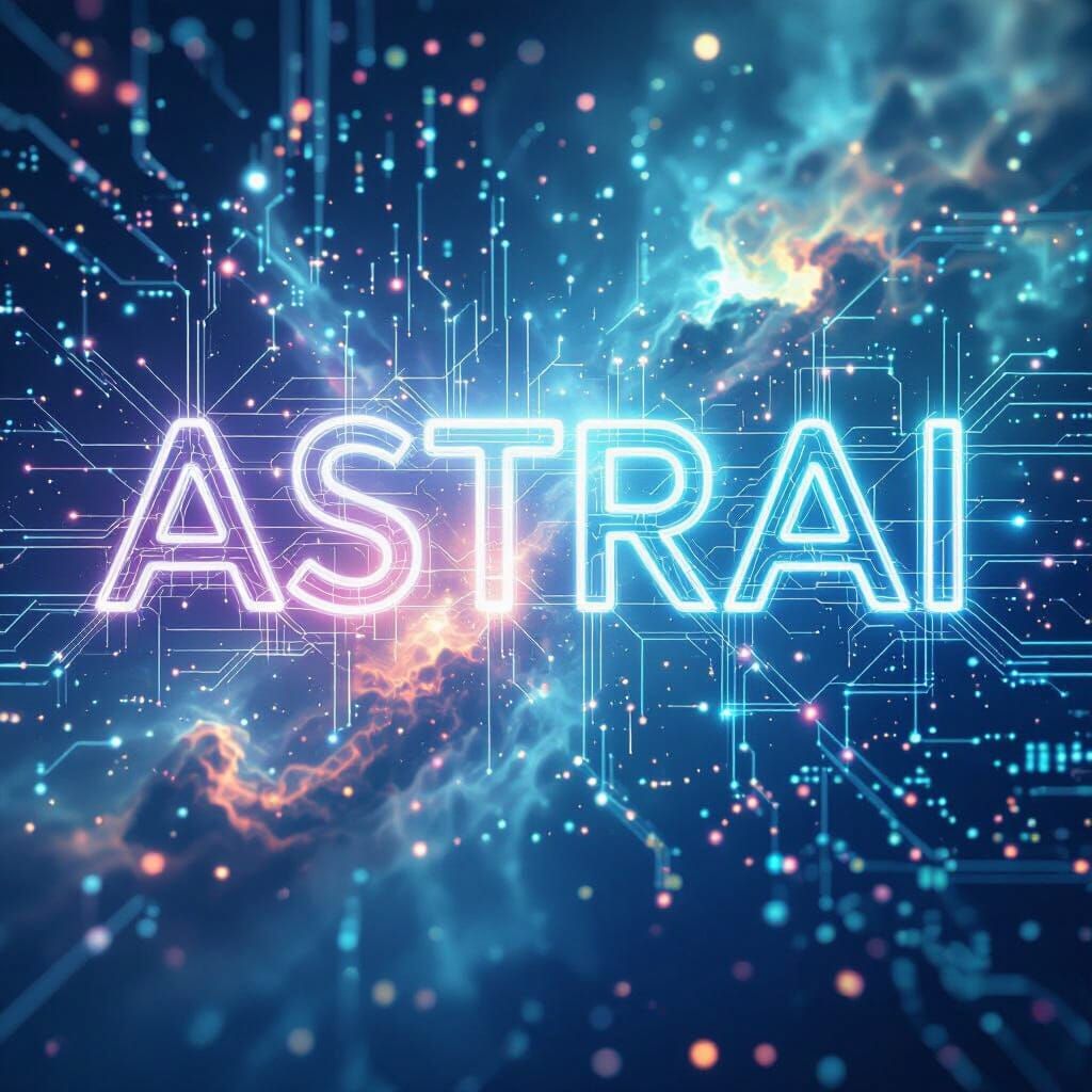 Futuristic AstraAI Logo with Interconnected Nodes and Circui...
