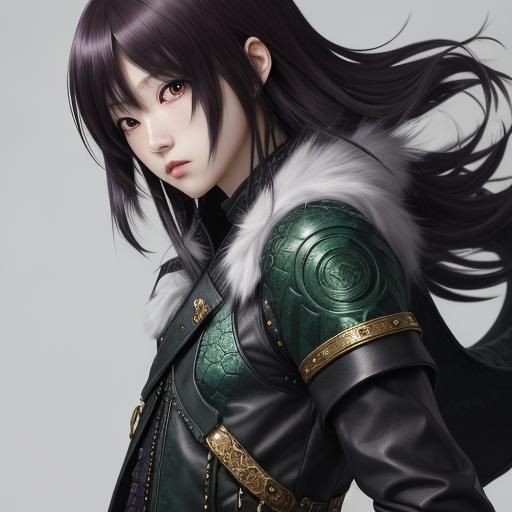 Shifter Barbarian with Wyvern Scales in Anime Style