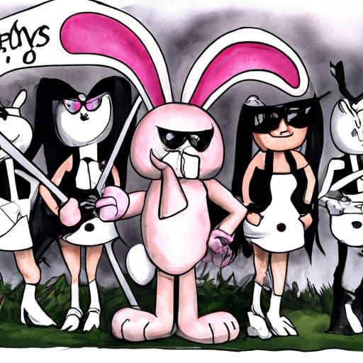 Sinister Bunny Gathering in Dark Fantasy Style
