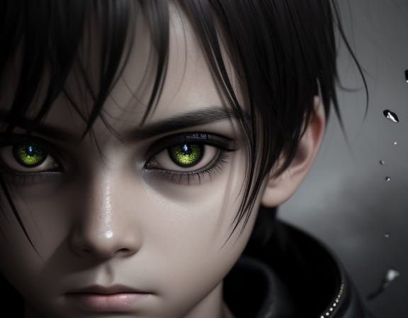 Sinister Child Portrait With Hypnotic Eyes in Surreal Style