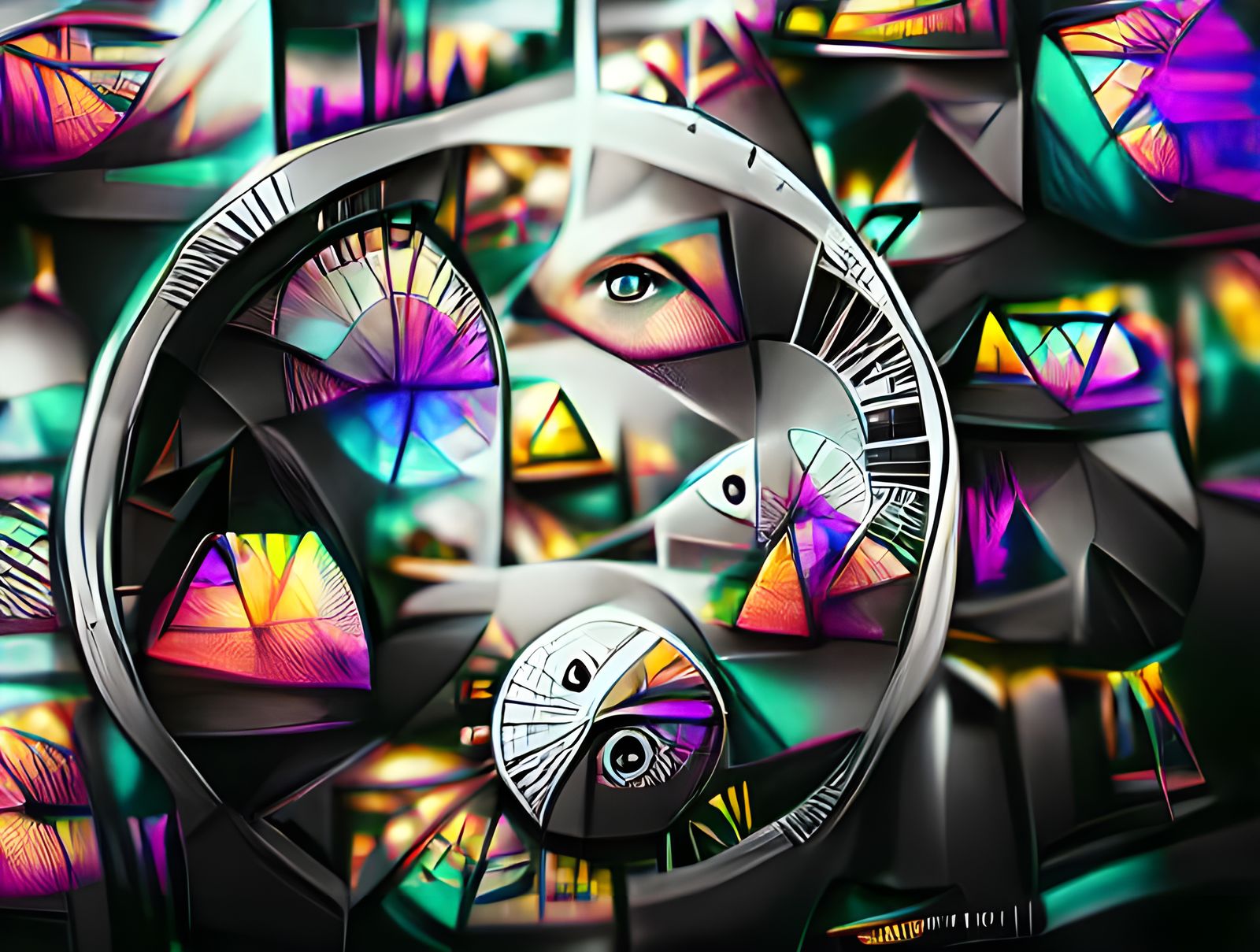 Mystic Wheel of Fortune: Geometric Abstract Design