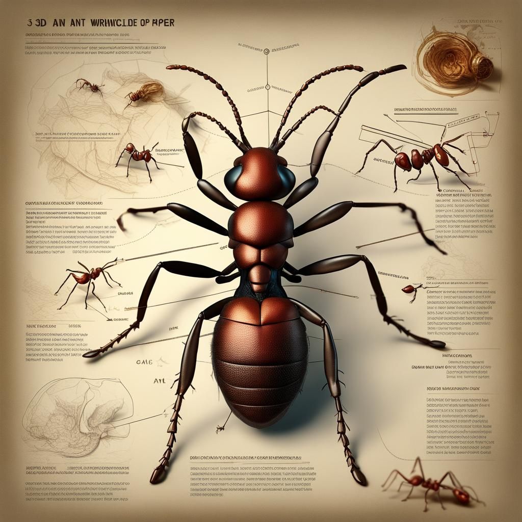 Detailed Goldprint Anatomy of a 3D Ant