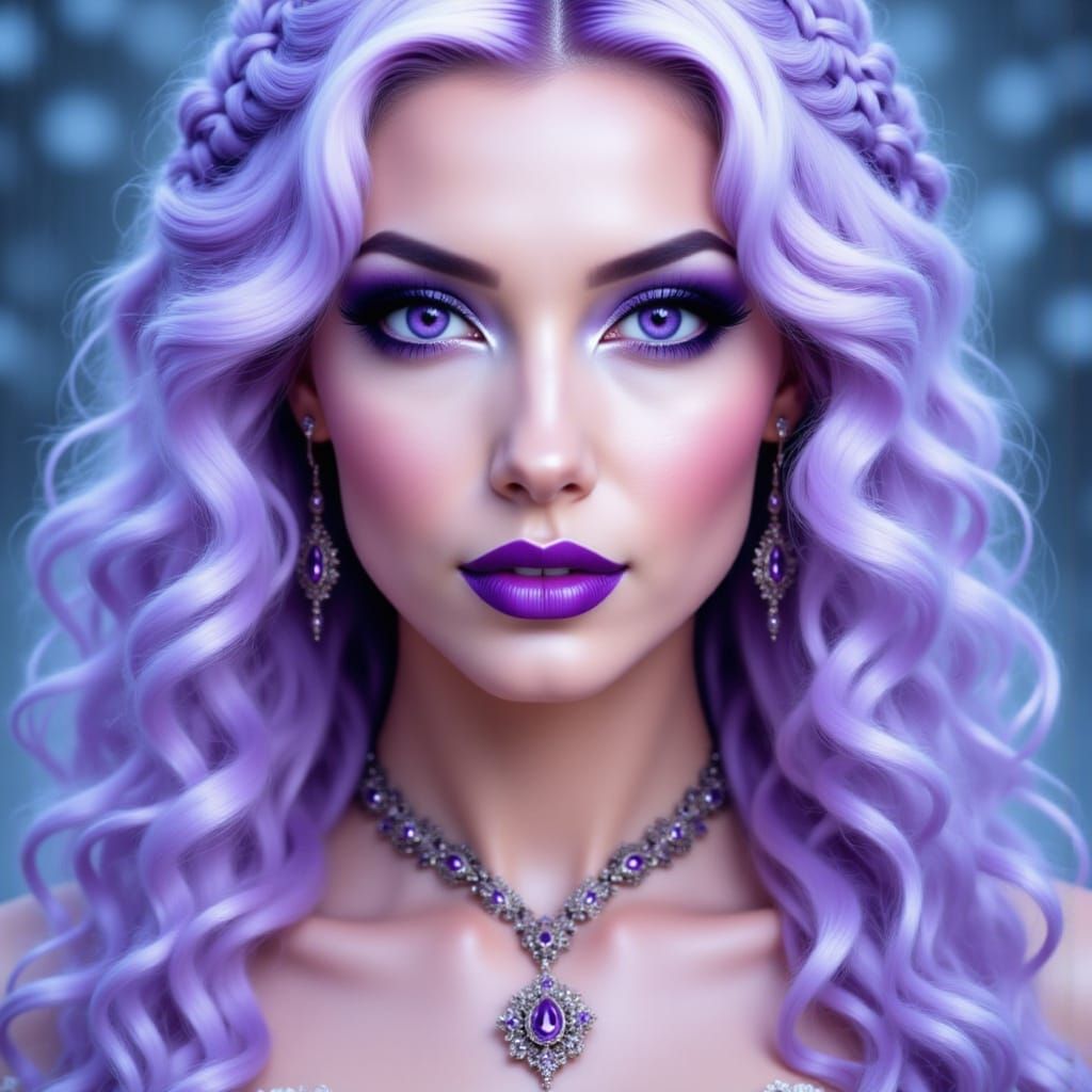 Ethereal Woman Portrait with Purple Braids