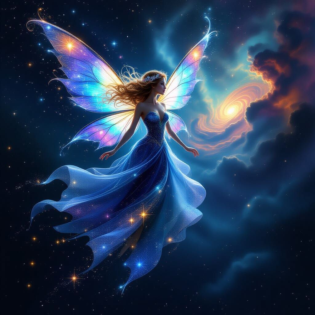 Cosmic Fairy Shimmers Among Celestial Wonders