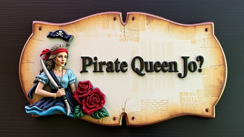 Name Plate: "Pirate Queen Jo" with a Pirate theme design