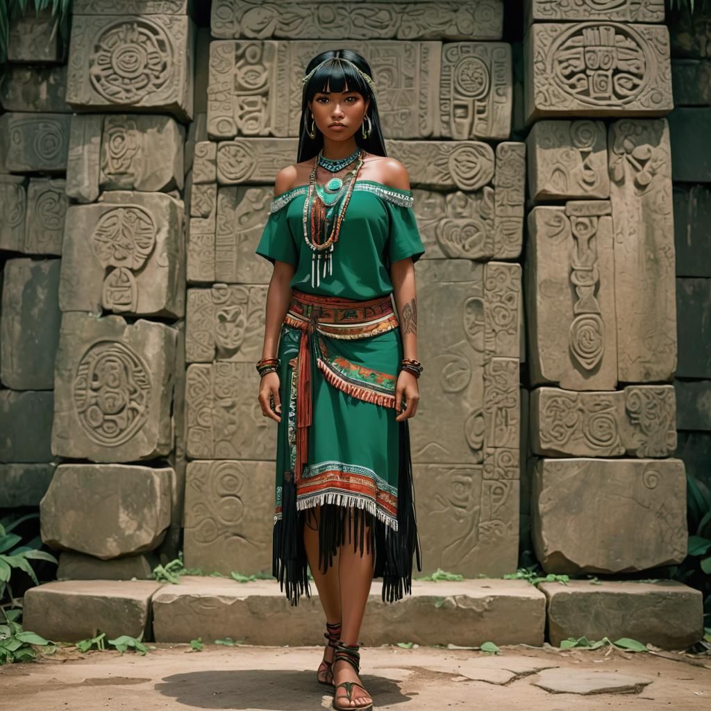 Anime-Style Itza Girl in Traditional Dress