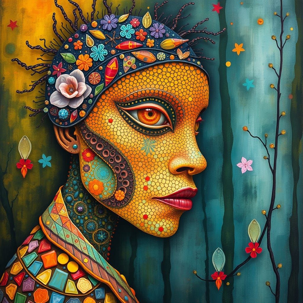 Luminous Golden Fish Portrait in Foggy Abstract Forest