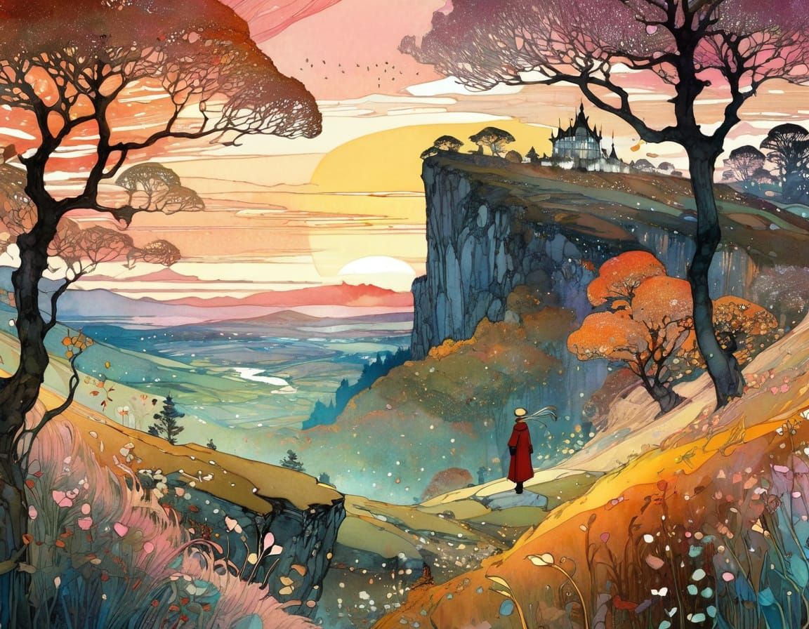 Autumn Landscape in Vibrant, Energetic Art Brut Style