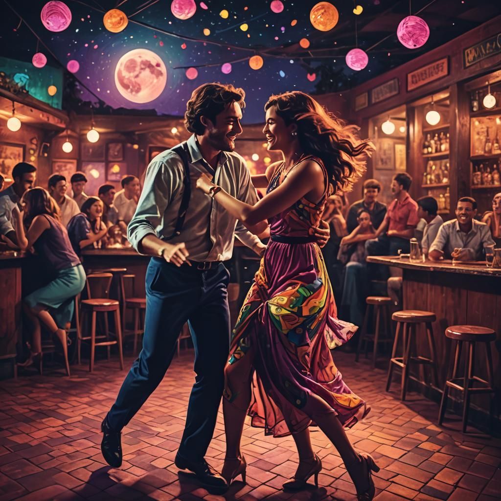 Passionate Samba Dance Under the Moon in Fauvist Style