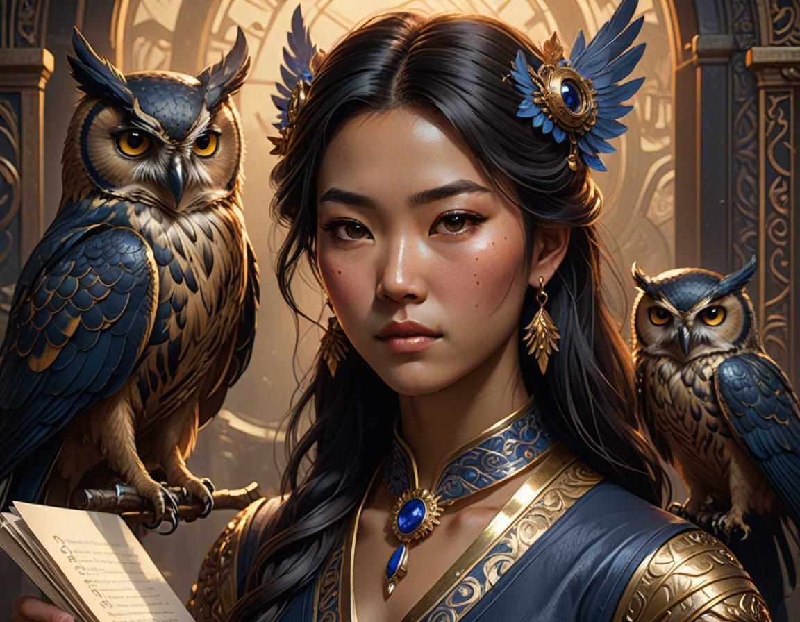 Sophisticated Woman of Wisdom in Art Nouveau Style