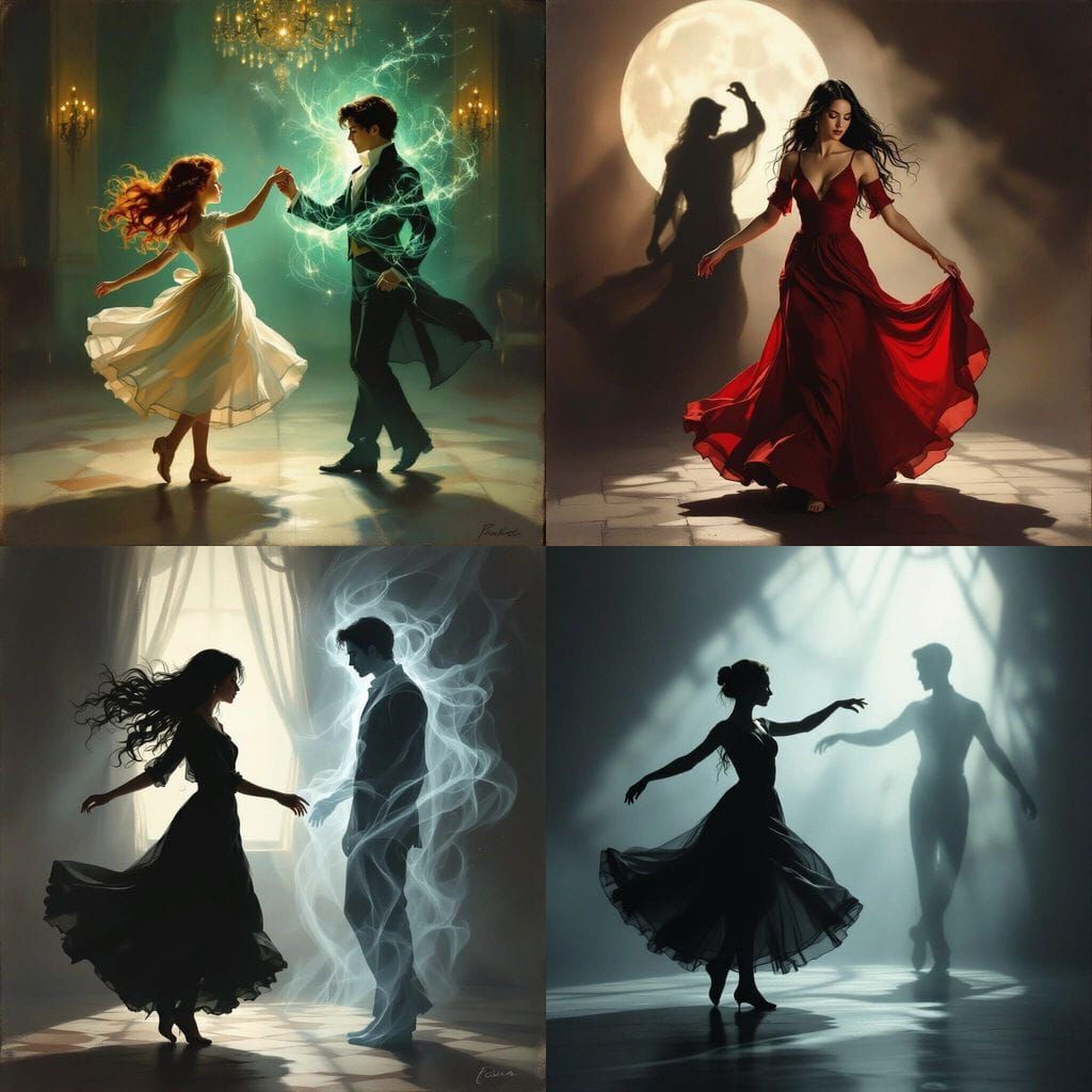 Girl Imagines Lover Dancing in Shadows