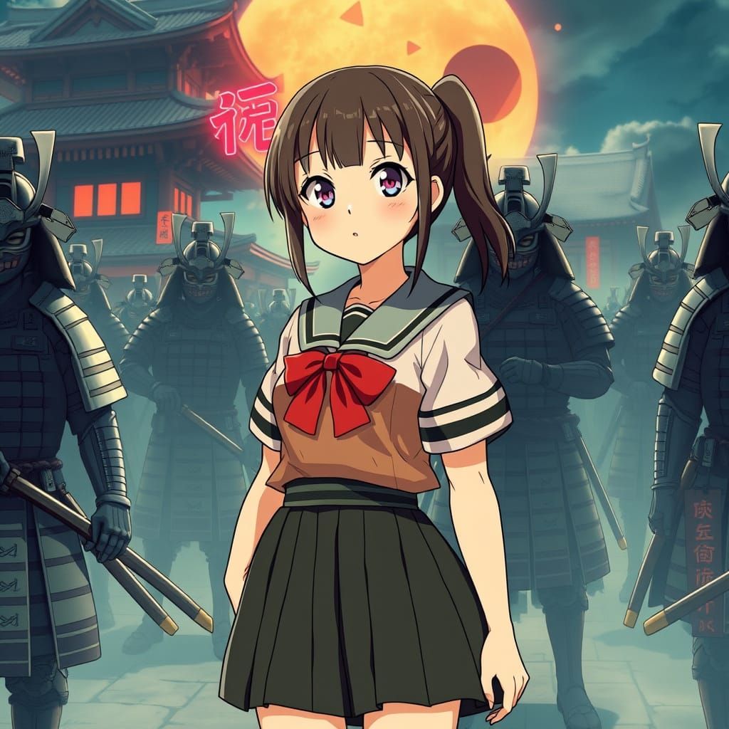 Anime Schoolgirl Meets Samurai in Futuristic Japan