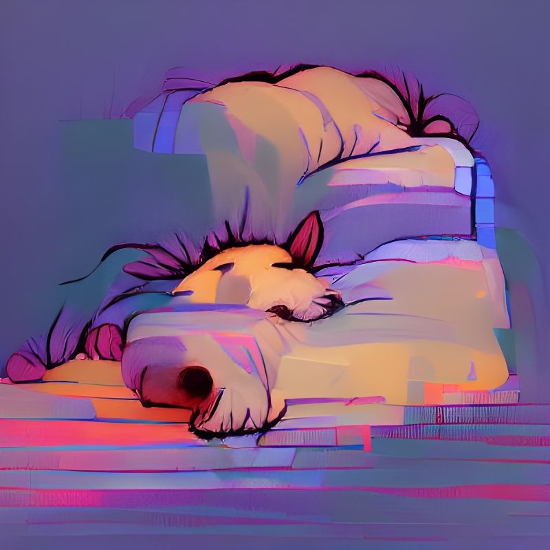Sleeping Dog in Simple Composition