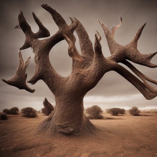 Surreal Desert Landscape with Melting Clocks