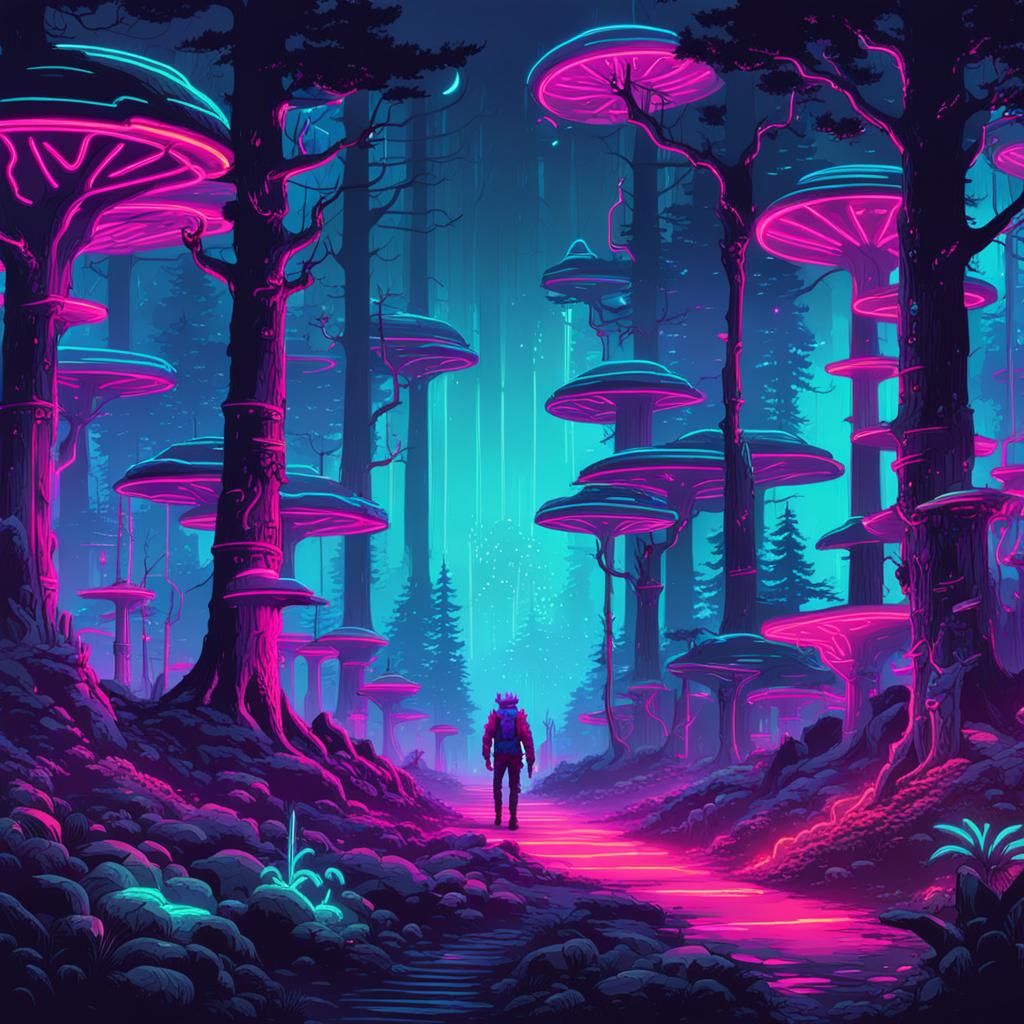 Cyberpunk Forest with Augmented Elves and Trolls