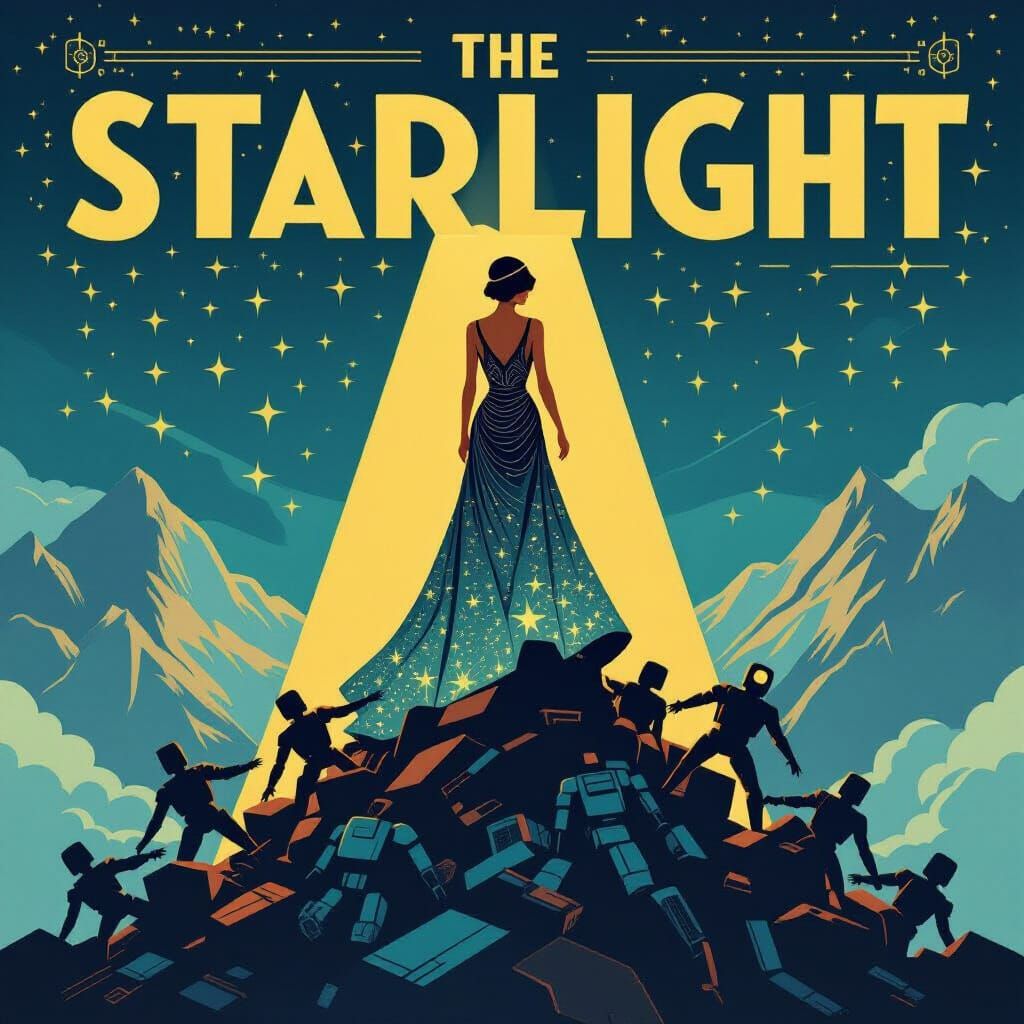 Starlight Gown Model in Vintage Art Deco Poster