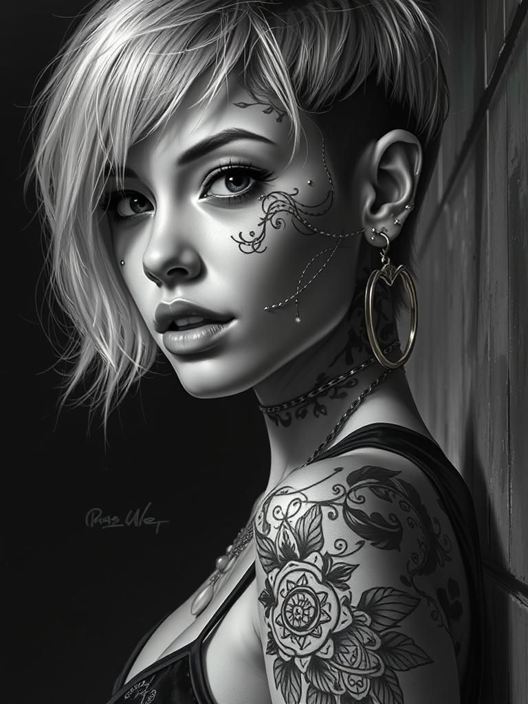 Neon Tattoo Portrait in Hyper-Realistic Digital Art