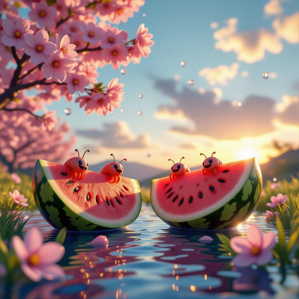 Whimsical Watermelon World in 3D Render