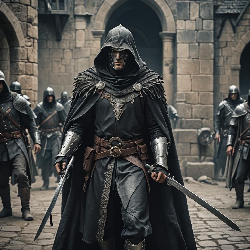 Medieval Assassin Prepares to Strike in Cinematic Style