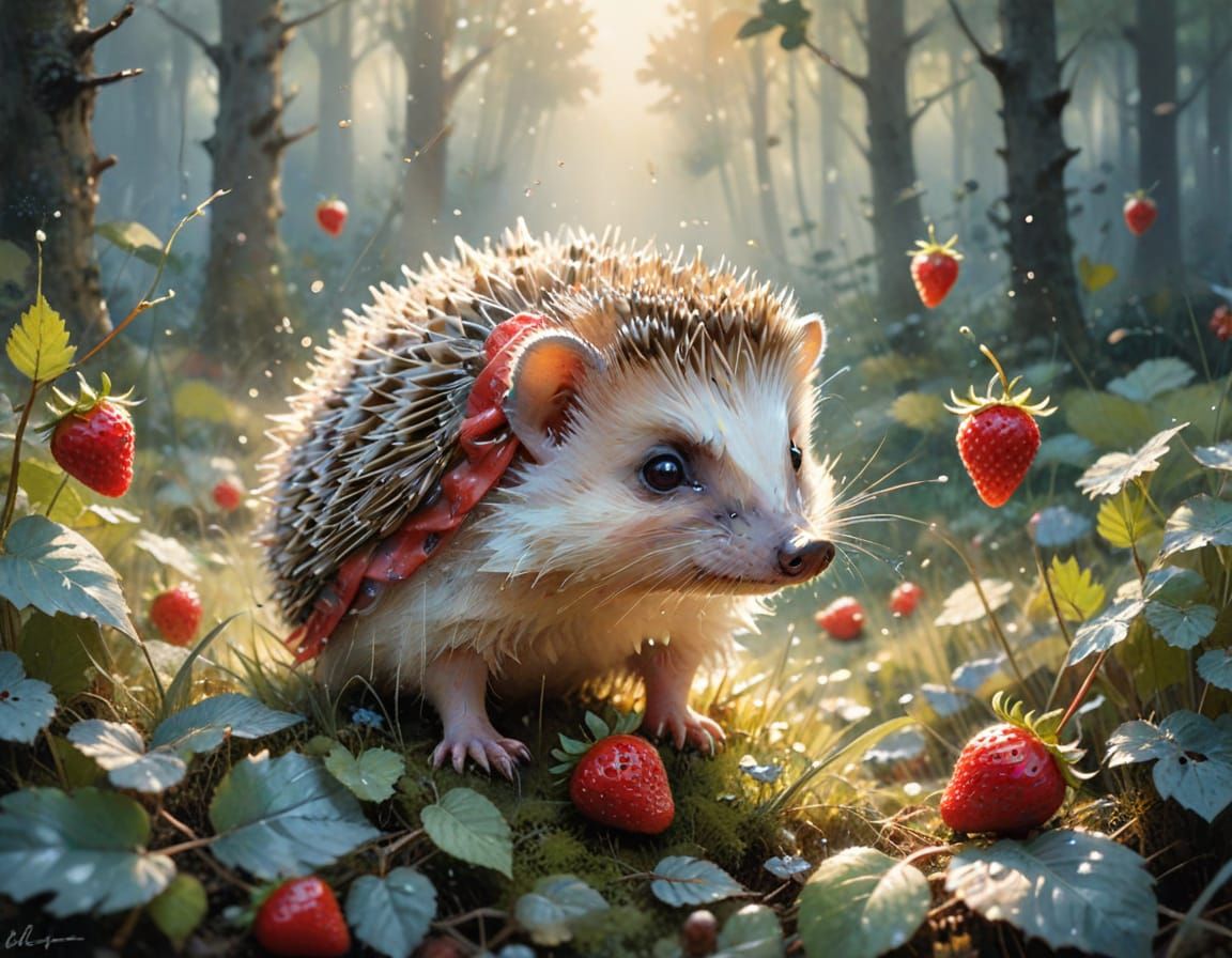 Hedgehoglet's Berry Hunt: A Whimsical Watercolor Painting