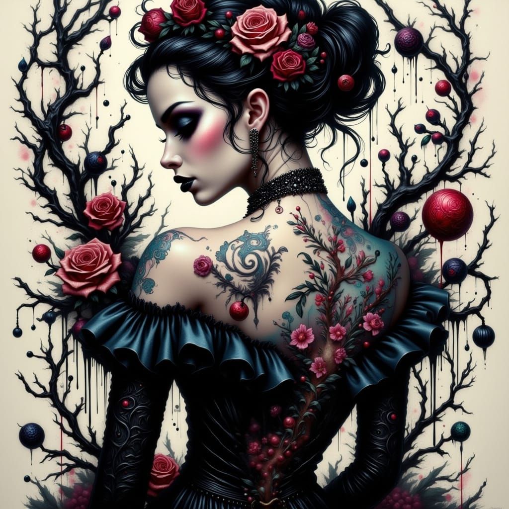 Goth Snow White Disney Portrait in Vibrant Oil Paint